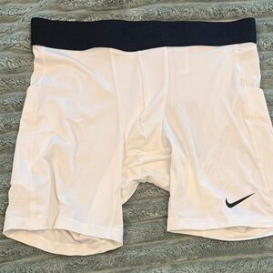 Nike Men's White and Black Compression Shorts